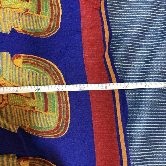 Boho Egyptian Print Skirt Womens M Blue Red Elastic Waist Festival Cottagecore - Picture 7 of 8